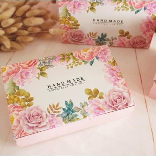 Long pink flower decoration cookie biscuit box bakery package boxes gift packing favors party supply