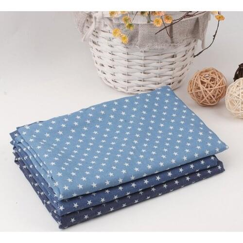 Denim Fabric By The Meter Five-Pointed Star Pattern Denim For Sewing Clothes Dress Material Handmade DIY Craft Supplies 50*150cm
