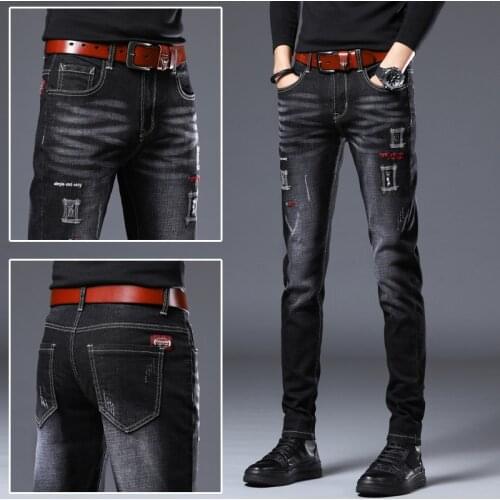 New Jeans Men Fashion Denim Jogging Jeans Trousers Men Black Jeans Casual Pants Slim Jeans Men Suit for Spring and Autumn