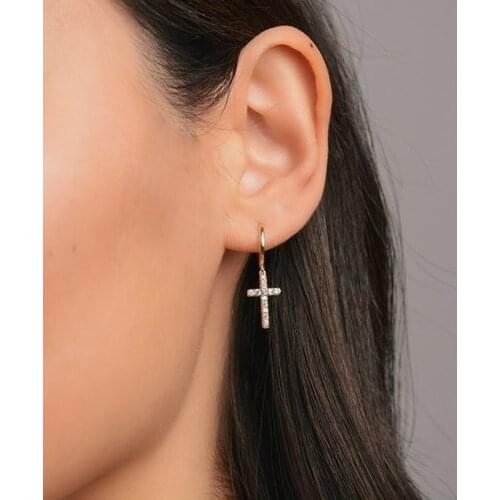 Simple fashionable 925 standard Sterling Silver Cross Earrings