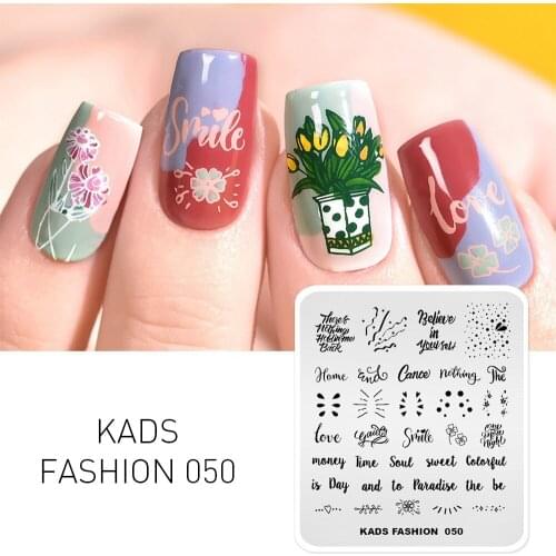 KADS New Arrival Fashion Nail Stamping Plate Cute Words Image Design Manicure Stamper Nail Art Nail Accessories Stamping Printer