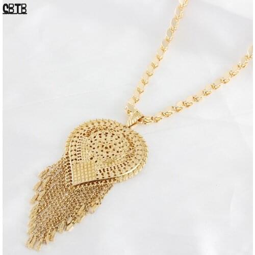 Fashion Hollow Long Tassel Gold Ladies Noble Temperament Pendant Necklace Middle East Wedding Event Party Jewelry Holiday Gift