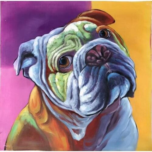 Thinking Lucky Handmade Dog Living Room Bedroom Restaurant Decoration Picture Wall Art HandPainted Oil Painting