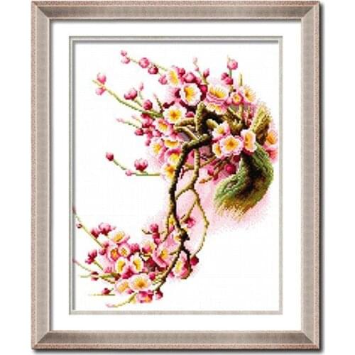 Red Plum Blossoms The Spring Flower Tree Stamped Cross Stitch Kit Embroidery needlework set