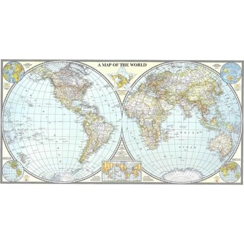 120*60cm World Wall Map Poster 1941 Home Decorative Wall Physical Map of The World Atlases for Culture and Travel Supplies