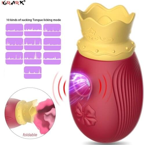 2021 New Sucking Vibrator Crown-Shape Licking Oral Clitoris Tongue Sex Toys For Women Clitoris Stimulator G-spot Pussy Adult Toy