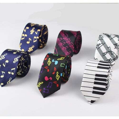 New Style Mens Fashion Neckties Helloween Festival Christmas Tie Soft Designer Character Necktie Music score piano Guitar