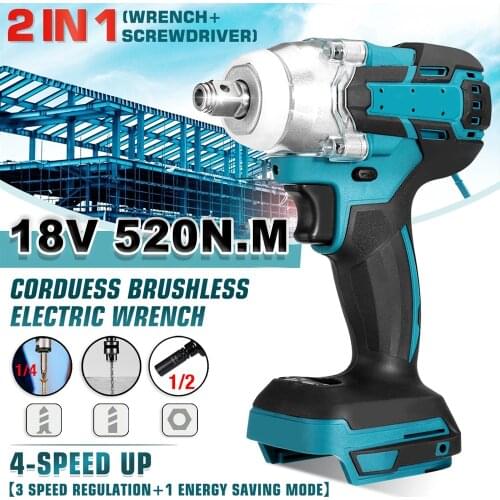 Upgrade 18V 320Nm Electric Cordless Brushless Impact Wrench Suitable For Makita Battery