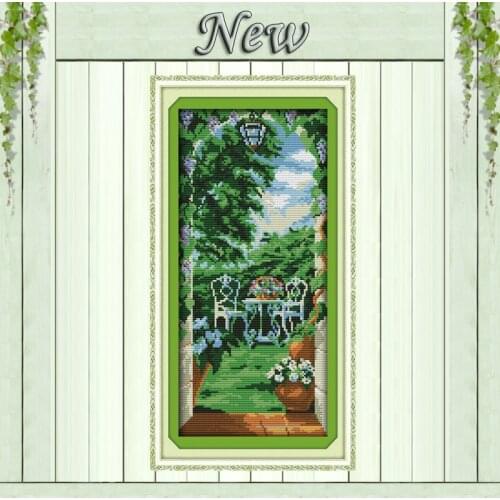 Courtyard scenery,Counted Printed on the canvas 11CT DMC 14CT Cross Stitch Embroider kit,needlework Set,Garden Scenic home Decor