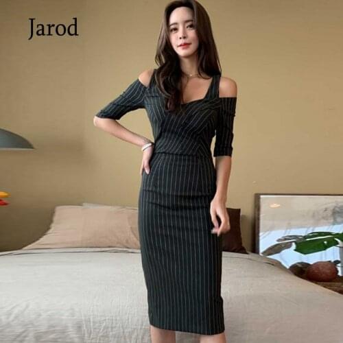 Womens Stripes Office Summer Sexy V-Neck Dress 2020 OL Work Wear Dresses Bodycon Pencil Business Vestidos
