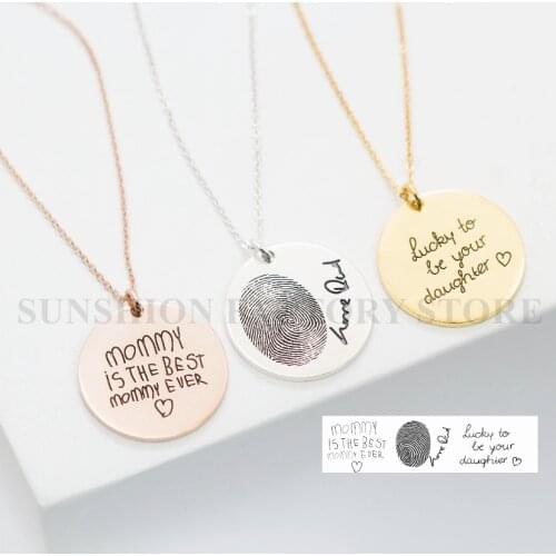 Actual 925 Sterling Silver Fingerprint Necklace,Engraved Fingerprint Handwriting Jewelry, Mothers Day Gifts