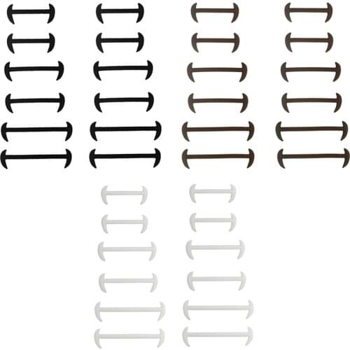 12pcs/set 3 Size Men Women Leather Shoes Rubber Silicone Shoelaces For Shoes Lazy No Tie Shoelaces Elastic White Black Brown