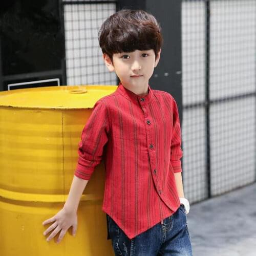 Warm Casual Spring Autumn 2 Color Boys Shirts Fashion Style Full Sleeve Casual Turn-down Collar Baby Kids Shirt 4 6 8 10 12 13