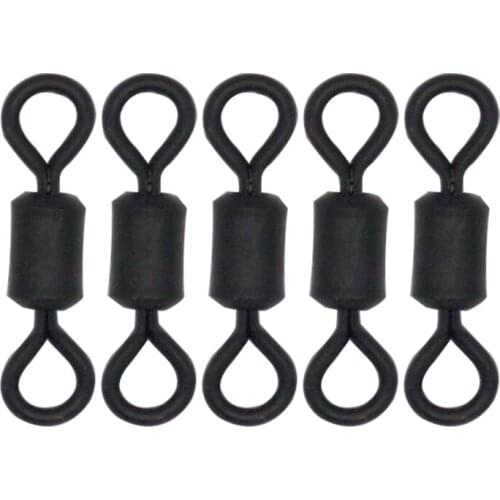 Carp Fishing Rolling Swivels 20pcs/lot Matte Black Carp Fishing Rig Rolling Swivel Connector Carp Fishing Terminal Tackle