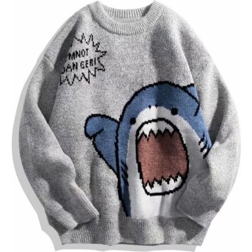 HMZ Winter Knit Embroidery Sweater Men Harajuku Hip Hop Streetwear Pullover Jumper Men Clothing Fashion Cartoon Couple Sweaters