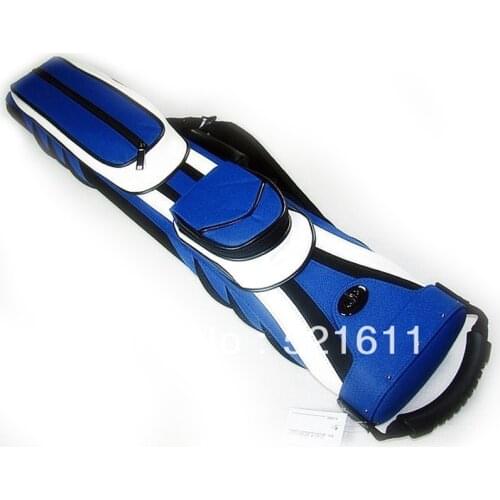 Xmlivt High quality 6Holes leather billiards Pool Sport design cue case in 2B4S/2butts 4shafts blue and white design