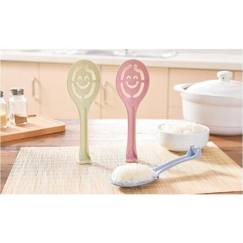 1PC Kitchenware Dining Stalk Smiling Face Non-stick Spoon Egg Divider Plastic Spatula Rice Spoon Tablespoons OK 0865