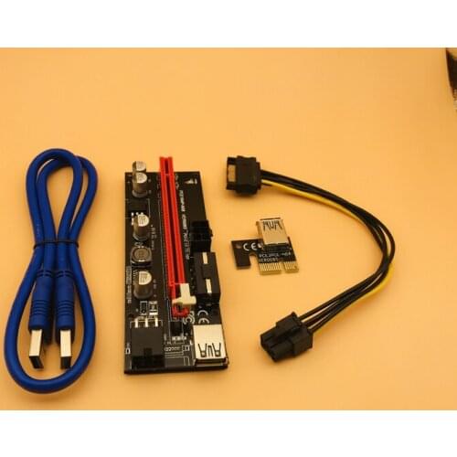 100PCS 009S USB 3.0 PCI-E Express 1X to 16x Extender Riser Card SATA 15pin Male to 6pin Power Cable for BTC Bitcoin Miner Mining