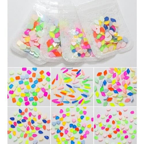 30pcs Mix Color Mocha/Fluorescent 3D Designs Glass Nail Decor Rhinestones For DIY Manicure Nail Art Stones Decorations