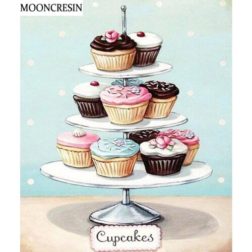5D Diy Diamond Painting Full Drill Cupcakes Mosaic Crystal Rhinestone Diamond Embroidery Cross Stitch Needlework Decoration Home