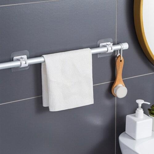 ABS/Spring Bathroom Supplies Multi Purpose Clamp Hooks 2Pcs/Pack Hanging Rack Nail-Free Adjustable Waterproof Curtain Rod Holder
