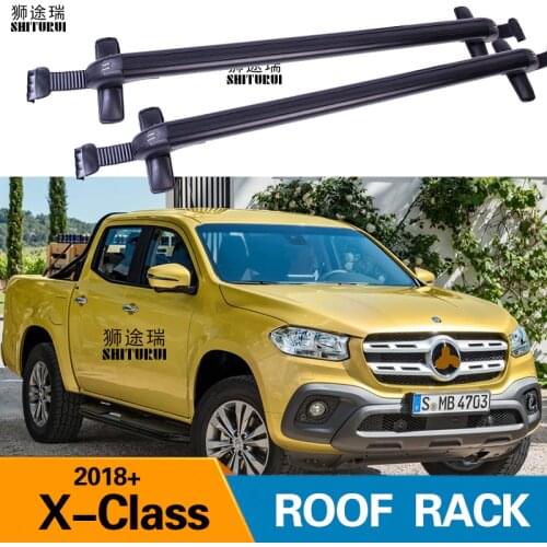 2Pcs Roof bars For Mercedes-Benz X-Class, Doubl Cab Without railing Crew Aluminum Alloy Side Bars Cross Rails Roof Rack Luggage