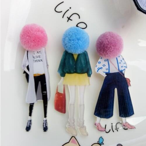 New Cute Badges Pin Brooch T-Shirt Bag Pins DIY Sweater Coat Jewelry Accessories Arcylic Brooches for Woman Wool Ball Badges
