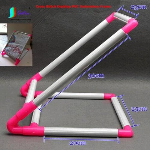 DIY Craft Necessary Tool V Shape Assembly PVC Cross Stitch 11/14CT Cloth Clip Holder Rack Desktop PVC Embroidery Frame S0078