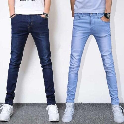 2020 Band Jeans mens summer stretch black slim mens pants youth casual trousers tight thin section Jean Pant