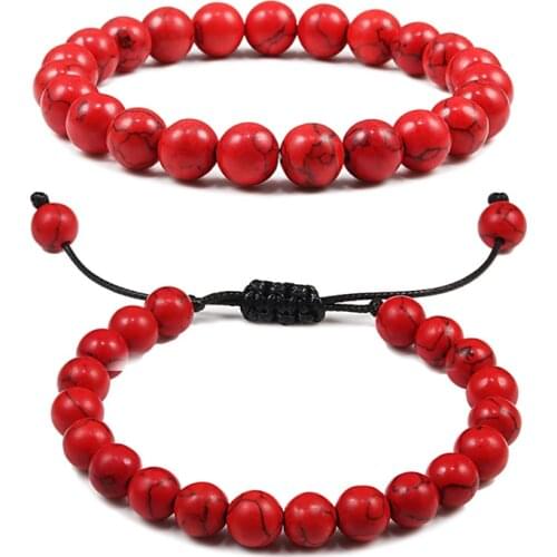 Hot Men Women Couple Bracelet Natural Stone Beaded Strand Bracelet Distance Braided Bangles Buddha Prayer Jewelry Gift Handmade