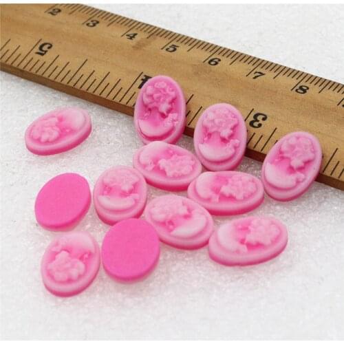 10*14mm Pink Color Flat Back Resin Beauty Cameos Cabochons For Tray Settings Blank DIY Making Accessories 50pcs K06169