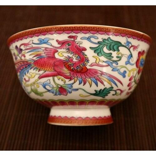 Chinese old porcelain Pastel Dragon and Phoenix Pattern Bowl