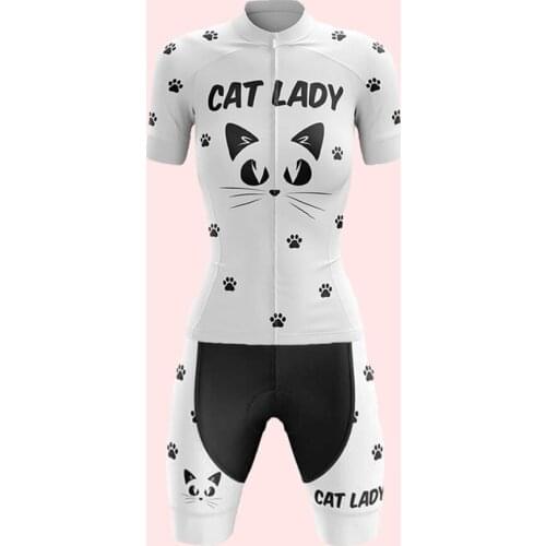 Cat Lady Summer Roupa Ciclismo Feminina Short Sleeve And Bib Shorts Gel Breathable Pad New Cycling Jersey Set Ropa Mujer