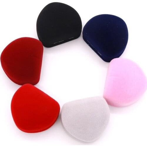 Fashion Mini Heart Shape Jewelry Display Box 1pc/lot 5x4.3x3.3cm Multi Colors Velvet Box Little Ear Stud Rings Packing Gifts Box