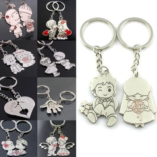 LNRRABC Fashion 1 Pair/Set Women New Couple Key Ring Cartoon Lover Keychain Valentines Gift 9 Style