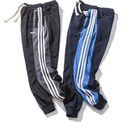 Autumn new side stripe stitching beam casual pants mens Japanese retro tide brand loose trousers