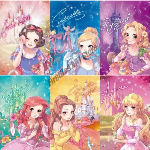 5D Diamond Painting Disney Cartoon Princess Collection Cross Stitch Kits Embroidery Mosaic Home Decor Full Dill Childrens Gift