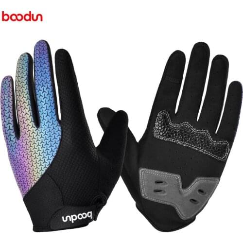 Boodun Night Cycling Long Gloves Luminous Dazzling MTB Road Bike Full Finger Gloves Motorcycling Outdoor Sports Long Mittens