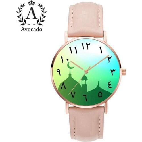 2020 New Leather Arabic Watch Islam Castle Fashion Quartz Wristwatch Clock Ladies Women Timer