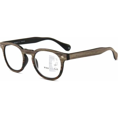 2020 New Wood Grain Frame Progressive Multifocal Reading Glasses Men Fashion PC Far And Near Multi-focus Reading Glasses Women