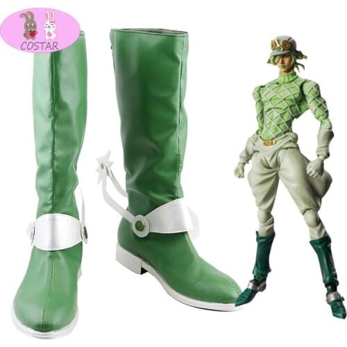 COSTAR Anime JoJo Bizarre Adventure Cosplay Shoes Guido Mista Green High Boot Shoes