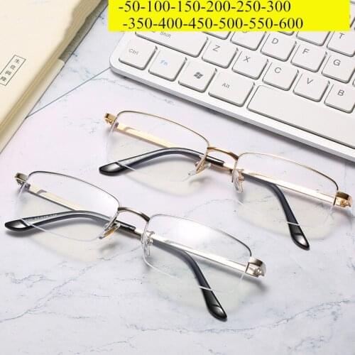 Finished Myopia Glasses Women Men Half Frame Fashion Sutdent Short-sight Eyewear -0.5 -1.0 -1.5 -2. 0 -2.5 -3.0 -4.0 -4.5 -6.0