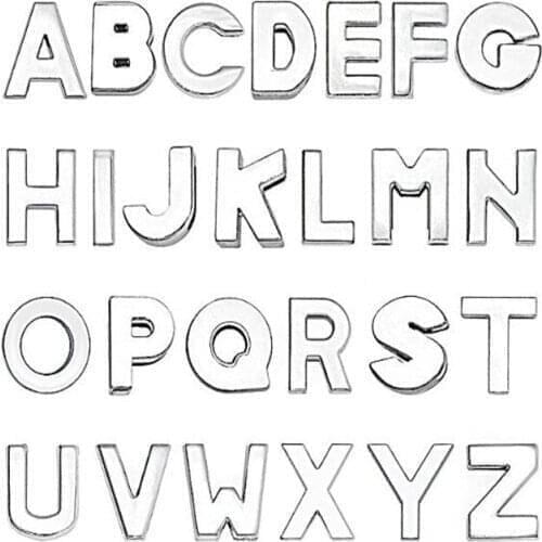Wholesale 1pcs 8mm Chrome Slide letterS DIY Slide letter ENGLISH alphabet letter Fit Pet Collar Wristband Name Bracelat