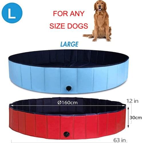 Dog pet swimming pool 160cm 63inBlue dog Pool Portable Foldable Kiddie Pool for Kids Bathing Tub Bathtub drop shipping