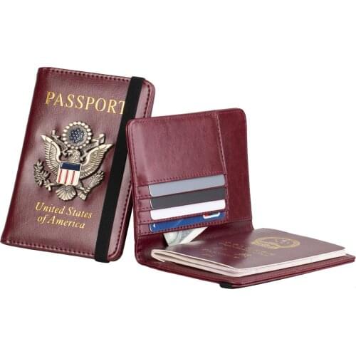 USA America RFID Passport Covers Holder Women Men Business PU Leather ID Bank Card Storage Wallet Purse Case Travel Accessories