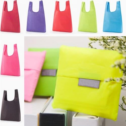 Solid Color Foldable Shopping Bag Eco Reusable Tote Oxford Fabric Casual Large-capacity Shopping Bag Home Storage Bag Supplies