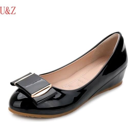 Black Formal shoes for women Patent leather Red/Pink/Apricot office shoes with elegant buckle size 31-40 Height increased Shoes