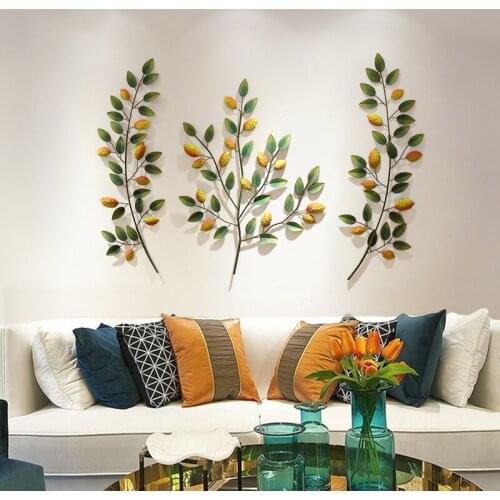 French Country Wall Decoration Pendant Creative Branch and Leaf Shape Handmade Wrought Iron Wall Decoration Room Decoration