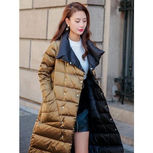 Ultra light down double sided clothing, long coat, 2020, winter jacket for women, Korean slim parka
