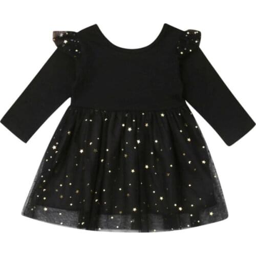 Kids Girls Party Sequins Dress Wedding Bridesmaid Princess Flying Sleeve Long Sleeve Autumn Party Dresses